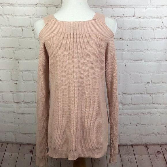 Hooked Up. Pale pink Cold shoulder long sleeve sweater. Women's XS - Picture 4 of 6